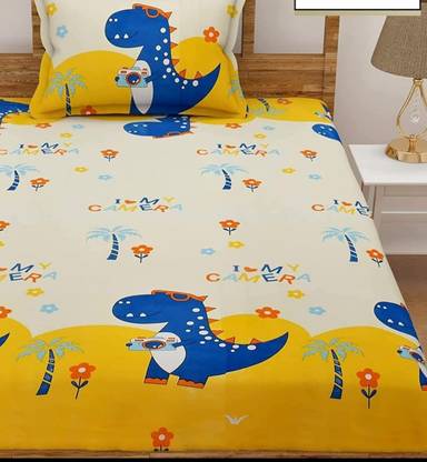 creative trading 144 TC Cotton Single 3D Printed Flat Bedsheet