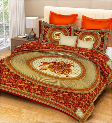 RIYA FABRICS 140 TC Cotton Double Printed Flat Bedsheet
