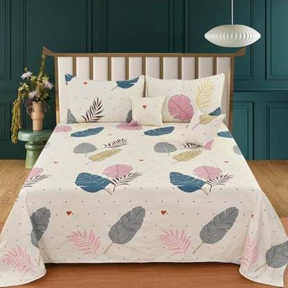 creative trading Cotton Double Flat 250 TC Floral Bedsheet