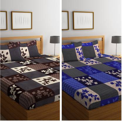 Fashion String Microfiber Double Flat 144 TC Floral Bedsheet