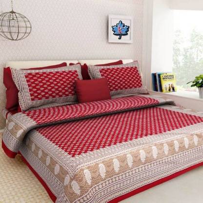 RAJDEVI JAIPUR PRINTS 351 TC Cotton Double, Queen Printed Flat Bedsheet