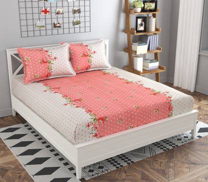 COTTON VILLAS 300 TC Cotton King Printed Flat Bedsheet
