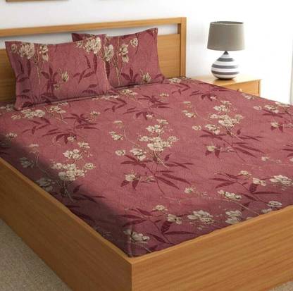 Decent Home 240 TC Cotton Double Floral Fitted (Elastic) Bedsheet