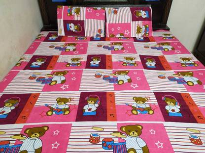 OBEROI HANDLOOM 180 TC Cotton Queen Cartoon Flat Bedsheet