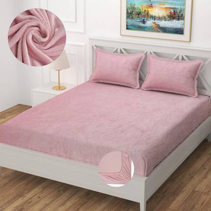 STEDO Woolen King Fitted (Elastic) 380 TC Solid Bedsheet