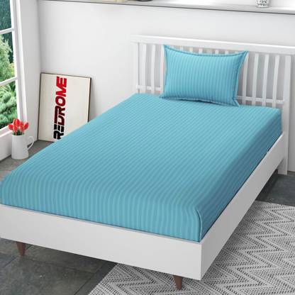 REDROME 300 TC Cotton Single Striped Flat Bedsheet