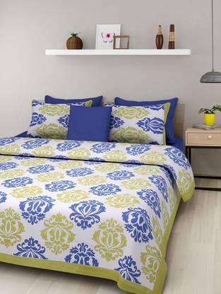 shree sd creation 170 TC Cotton Double Jaipuri Prints Flat Bedsheet