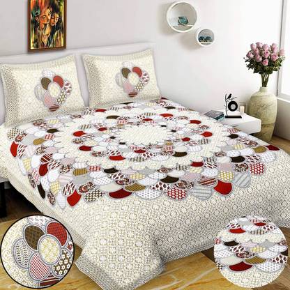 vesture Cotton Queen, Double, King Flat 220 TC Printed Bedsheet