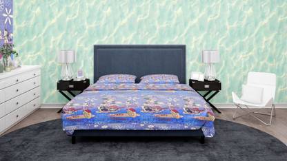 TALVI Cotton Double Flat 144 TC Cartoon Bedsheet