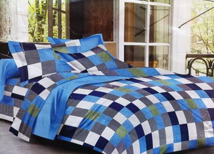 Dacor Cotton King Flat 220 TC Checkered Bedsheet