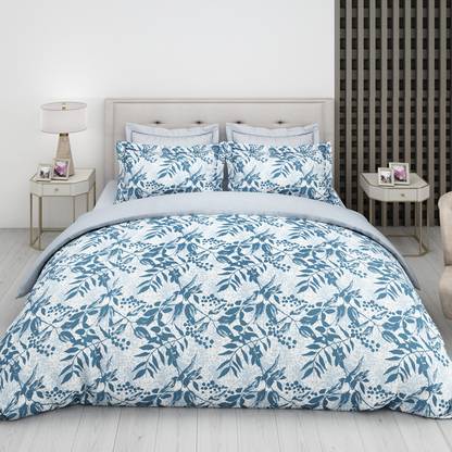 LABHAM 180 TC Cotton Super King Striped Flat Bedsheet