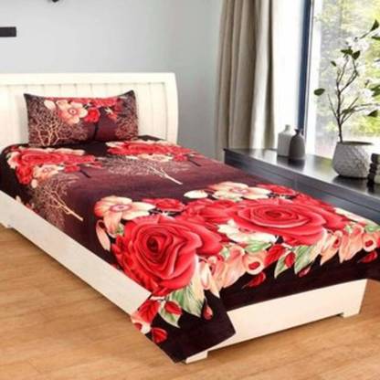 SAN & MAAHI 180 TC Cotton, Polycotton Single, Single 3D Printed Flat Bedsheet