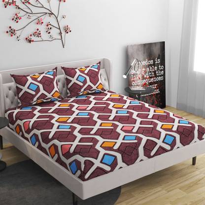 Flipkart SmartBuy 180 TC Microfiber Double Geometric Fitted (Elastic) Bedsheet