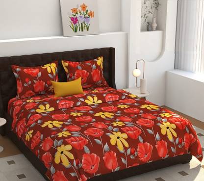 Decent Home 240 TC Microfiber Queen Checkered Flat Bedsheet
