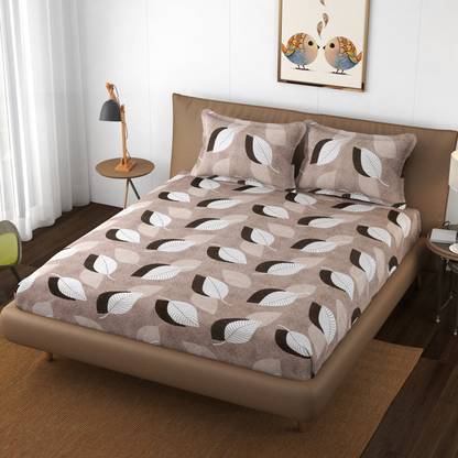 vesture Cotton Double Flat 220 TC Geometric Bedsheet