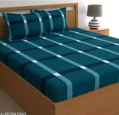 MSparrow 320 TC Cotton Double Geometric Fitted (Elastic) Bedsheet