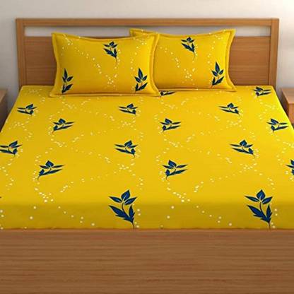 MSparrow 340 TC Cotton Double Floral Fitted (Elastic) Bedsheet