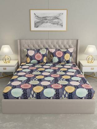 Raymond Home 100 TC Microfiber Double Geometric Flat Bedsheet