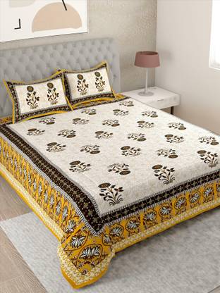 Lali Prints 160 TC Cotton Single Jaipuri Prints Flat Bedsheet