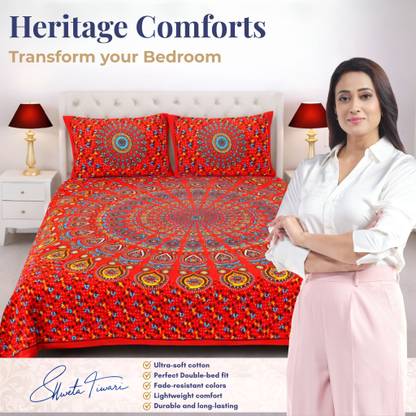 MAGICAL Cotton Double Flat 144 TC Printed Bedsheet