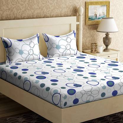 Kashyapa Rugs Cotton King Fitted (Elastic) 350 TC Printed Bedsheet