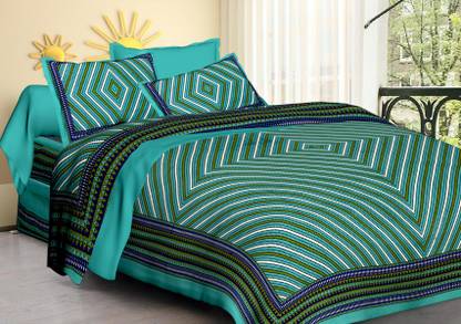 Loroco Cotton Queen Flat 104 TC Printed Bedsheet