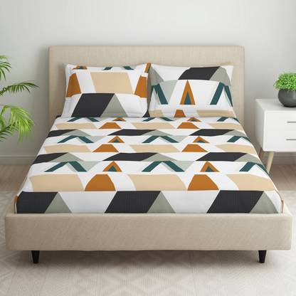 Welspun Microfiber Queen Flat 105 TC Geometric Bedsheet