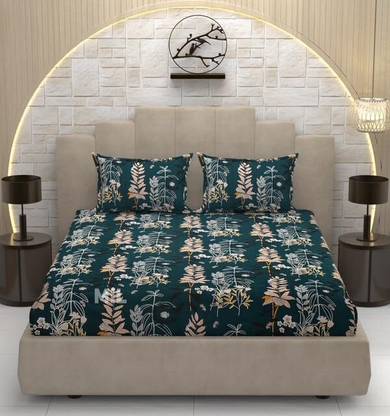 Rvans Creations 310 TC Cotton Super King Abstract Flat Bedsheet