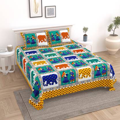 Cosito Cotton Double Flat 144 TC Printed Bedsheet