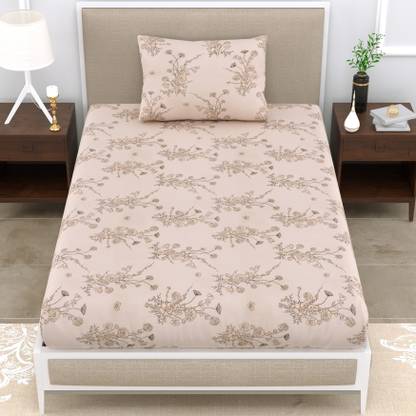 DIGITRENDZZ 280 TC Cotton Single 3D Printed Flat Bedsheet