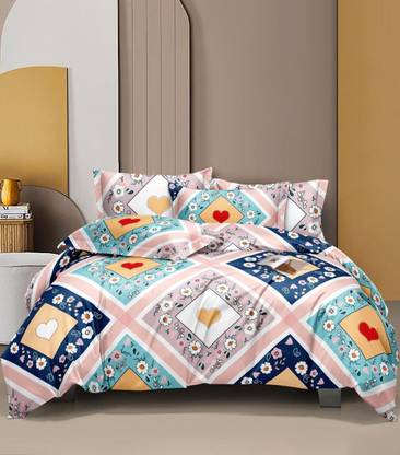 DECOR2ADMIRE 300 TC Cotton Queen Printed Flat Bedsheet