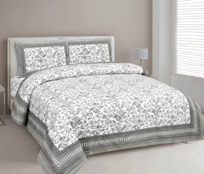 sabhya creation 240 TC Cotton King Floral Flat Bedsheet