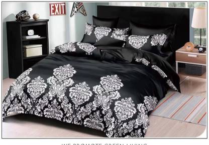 ROOH DECOR 240 TC Cotton Queen Floral Flat Bedsheet