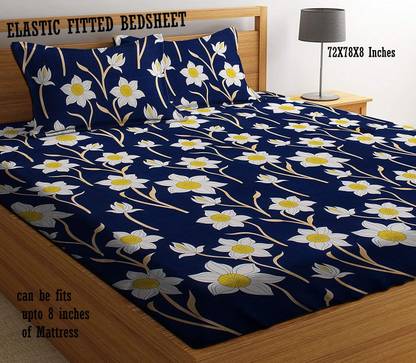 Amrange 210 TC Cotton King 3D Printed Flat Bedsheet