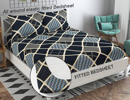 Monark 210 TC Cotton Double 3D Printed Fitted (Elastic) Bedsheet