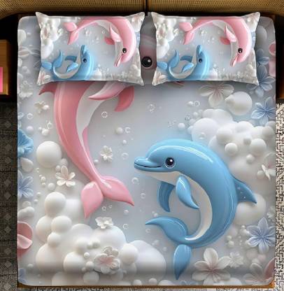 Woolpik Cotton Queen Flat 300 TC 3D Printed Bedsheet