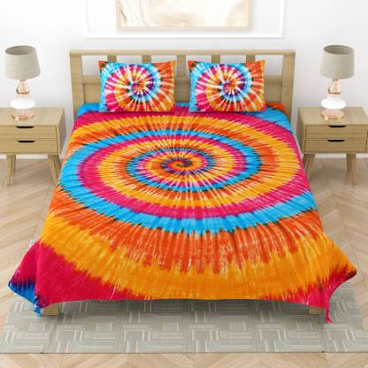 Shama Dye 350 TC Cotton King Jaipuri Prints Flat Bedsheet