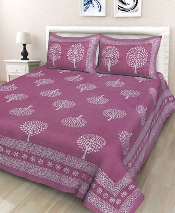 Home@shop 228 TC Cotton Double Printed Flat Bedsheet