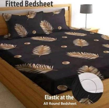 GooglyGoogly 310 TC Cotton Double Printed Fitted (Elastic) Bedsheet
