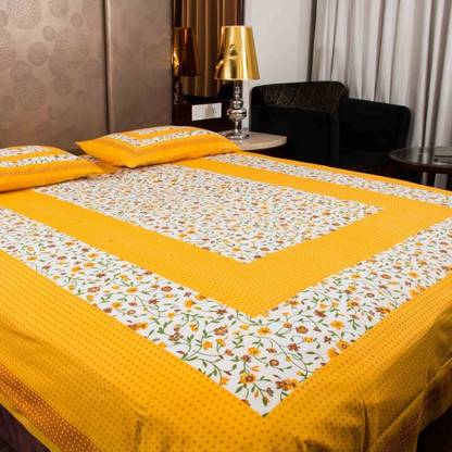 Leo Creation Cotton Double Flat 144 TC Jaipuri Prints Bedsheet