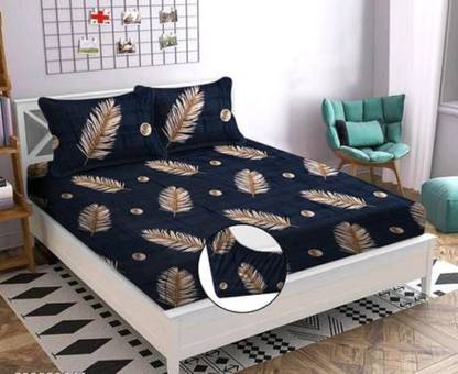 GoodRisk 280 TC Cotton Queen Printed Fitted (Elastic) Bedsheet