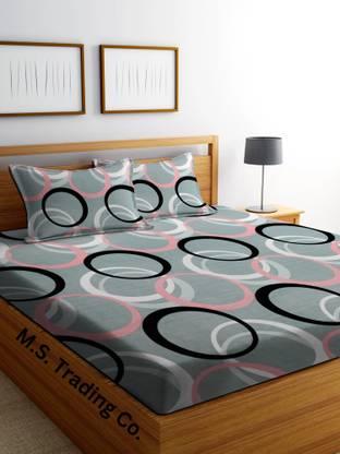 M.S. Trading Co. Cotton Double Flat 144 TC Printed Bedsheet