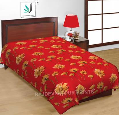RAJDEVI JAIPUR PRINTS Cotton Single Flat 144 TC Floral Bedsheet
