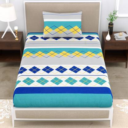 Adelia 280 TC Cotton Single 3D Printed Flat Bedsheet