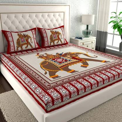 Cosito Cotton Double Flat 144 TC Printed Bedsheet