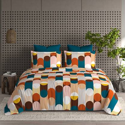CHICERY 210 TC Cotton King Printed Flat Bedsheet