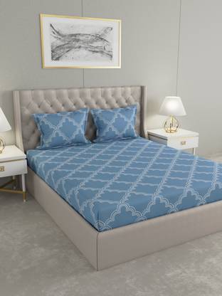 Raymond Home 104 TC Cotton Double Abstract Flat Bedsheet
