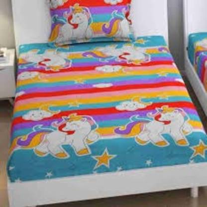 THE GRACE Microfiber Single, Single, Single Flat 195 TC Self Design Bedsheet