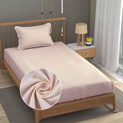 The Little Big Store 250 TC Microfiber Single Solid Fitted (Elastic) Bedsheet