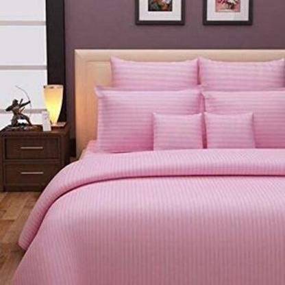 MAYSHA CREATIONS 240 TC Cotton Queen Striped Fitted (Elastic) Bedsheet